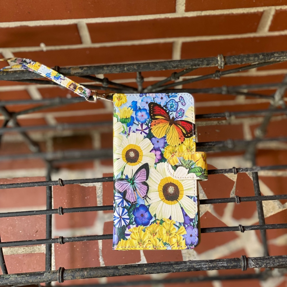 Butterfly Flower Print phone case wallet